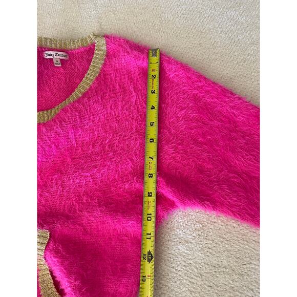 Juicy Couture Women's Fuzzy Textured Sweater Hot Pink S Y2K AHS Style Nostalgia - Picture 13 of 14